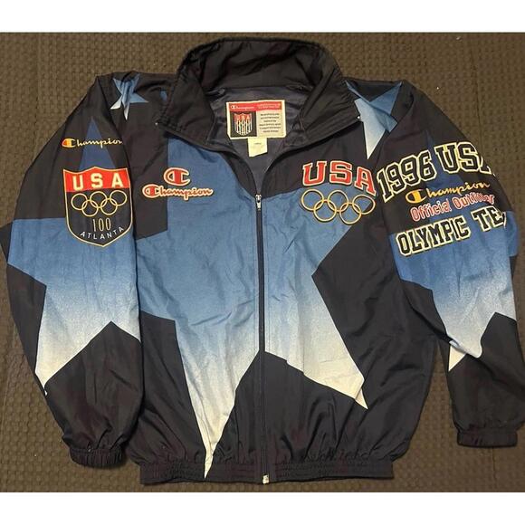 Vintage 1996 Champion USA Olympics Windbreaker Mens Large